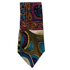 Pat Argenti‎ Vintage Silk Tie Cravatte Handmade Abstract Colorful 54” x 3-1/2”